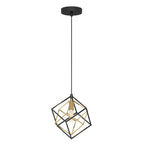 artika Imperium 25W 1-Light Modern Mid-Century Pendant Light Fixture, Black and Gold Finish - Geometric Kitchen Island Light, Made of Steel, Bulb Not Included