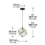 artika Imperium 25W 1-Light Modern Mid-Century Pendant Light Fixture, Black and Gold Finish - Geometric Kitchen Island Light, Made of Steel, Bulb Not Included
