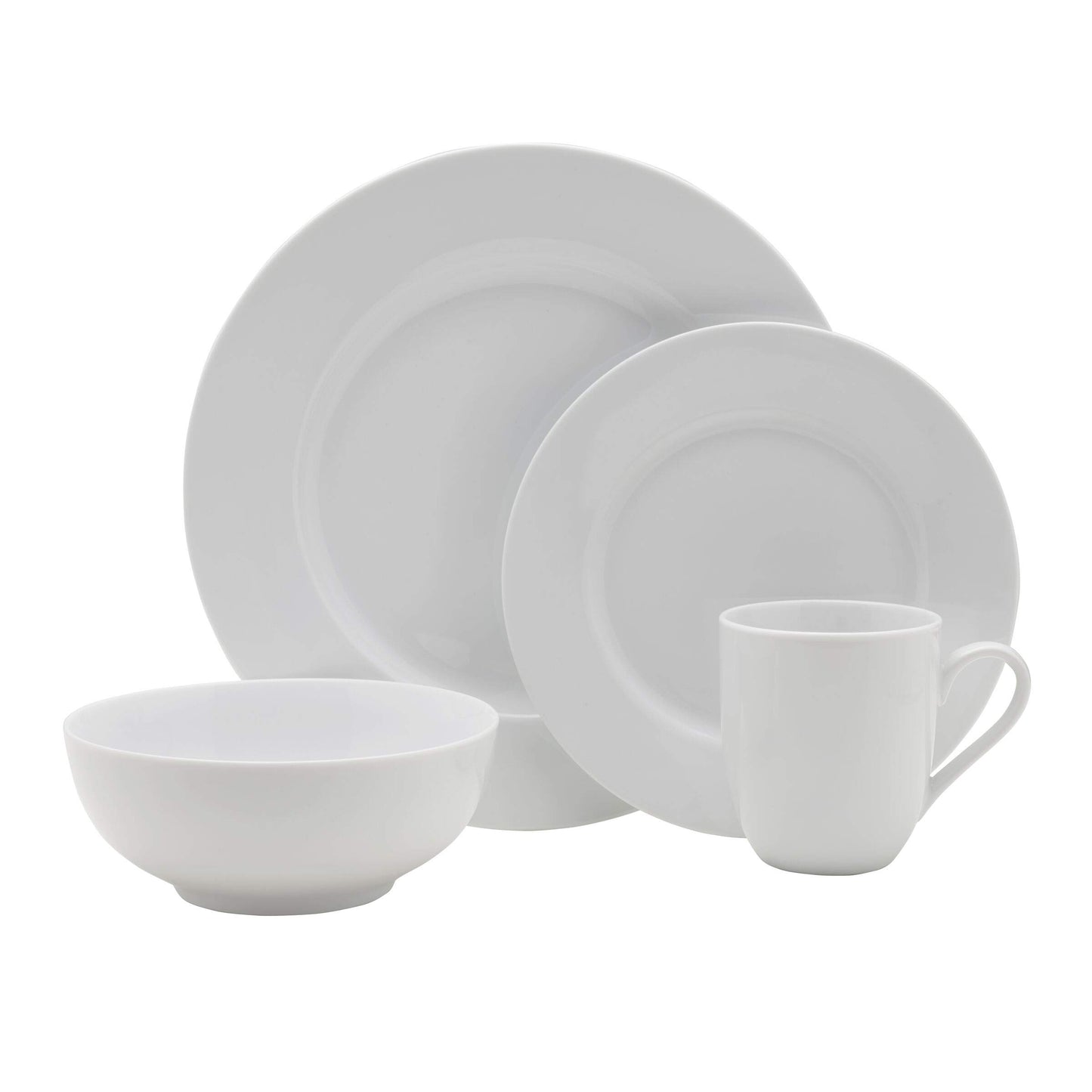 Everyday White by Fitz and Floyd Classic Rim 16 Piece Dinnerware Set, Service for 4