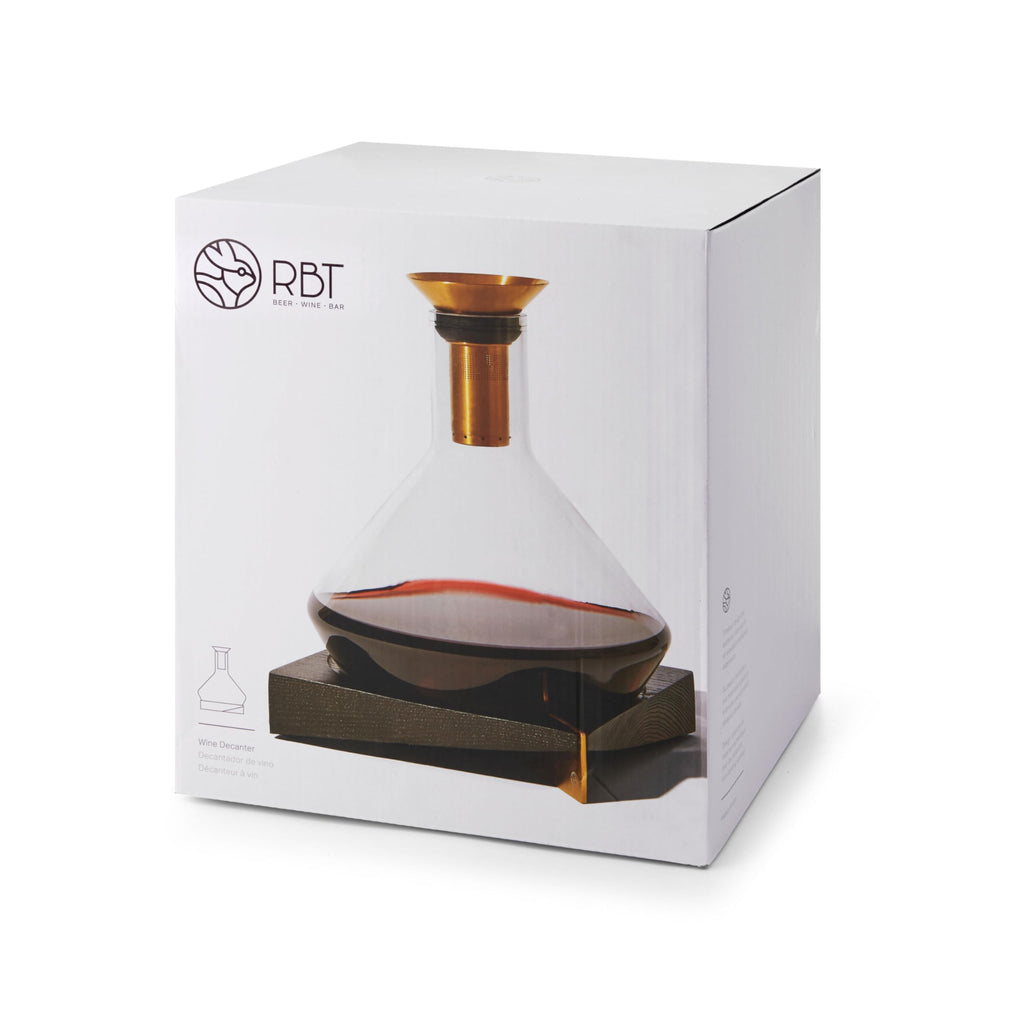 RBT Wine Decanter with Sediment Strainer and Aerator, Enhance Flavor and Clarity