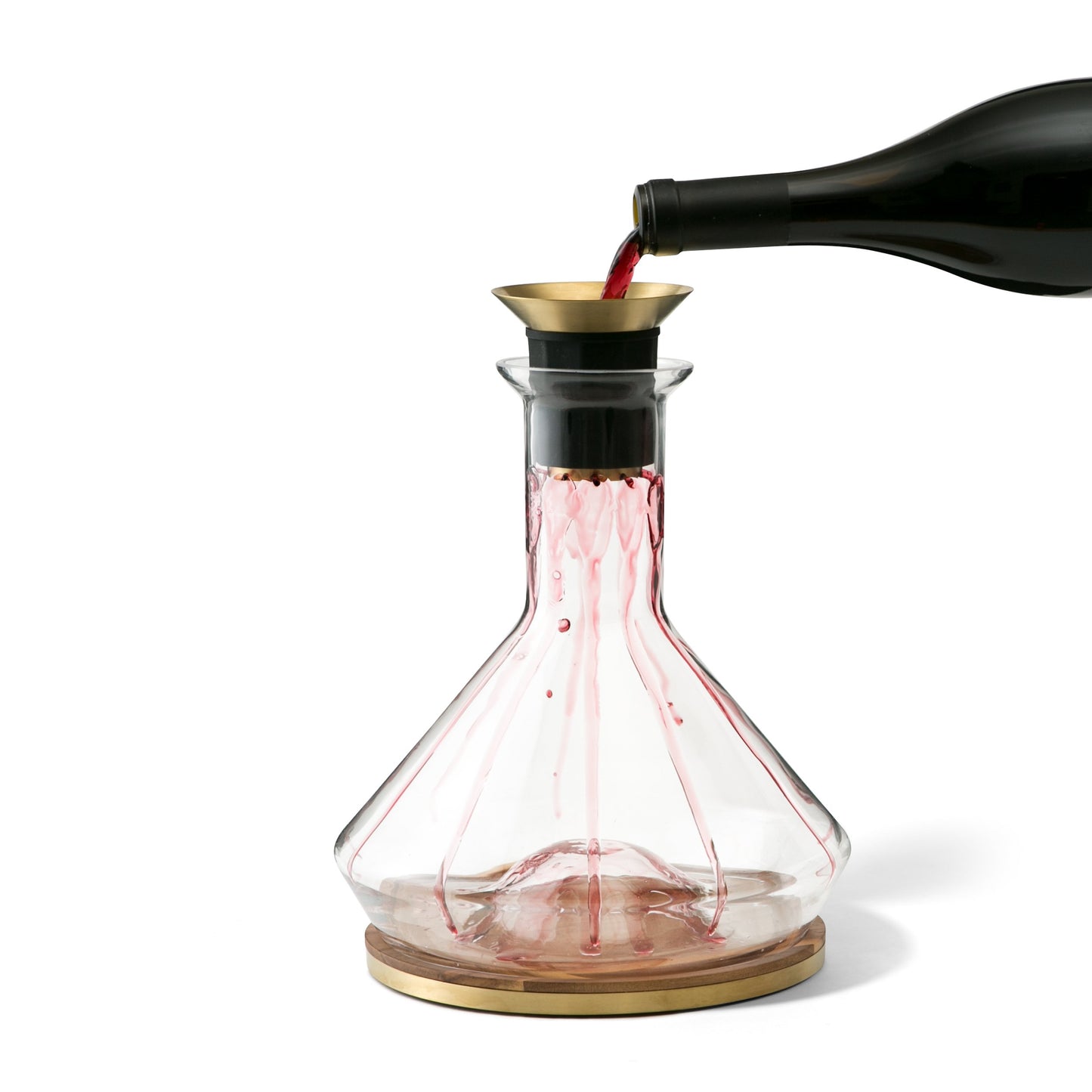 RBT Decanter with Wood Coaster and Micro-Perforated Aerator,Clear