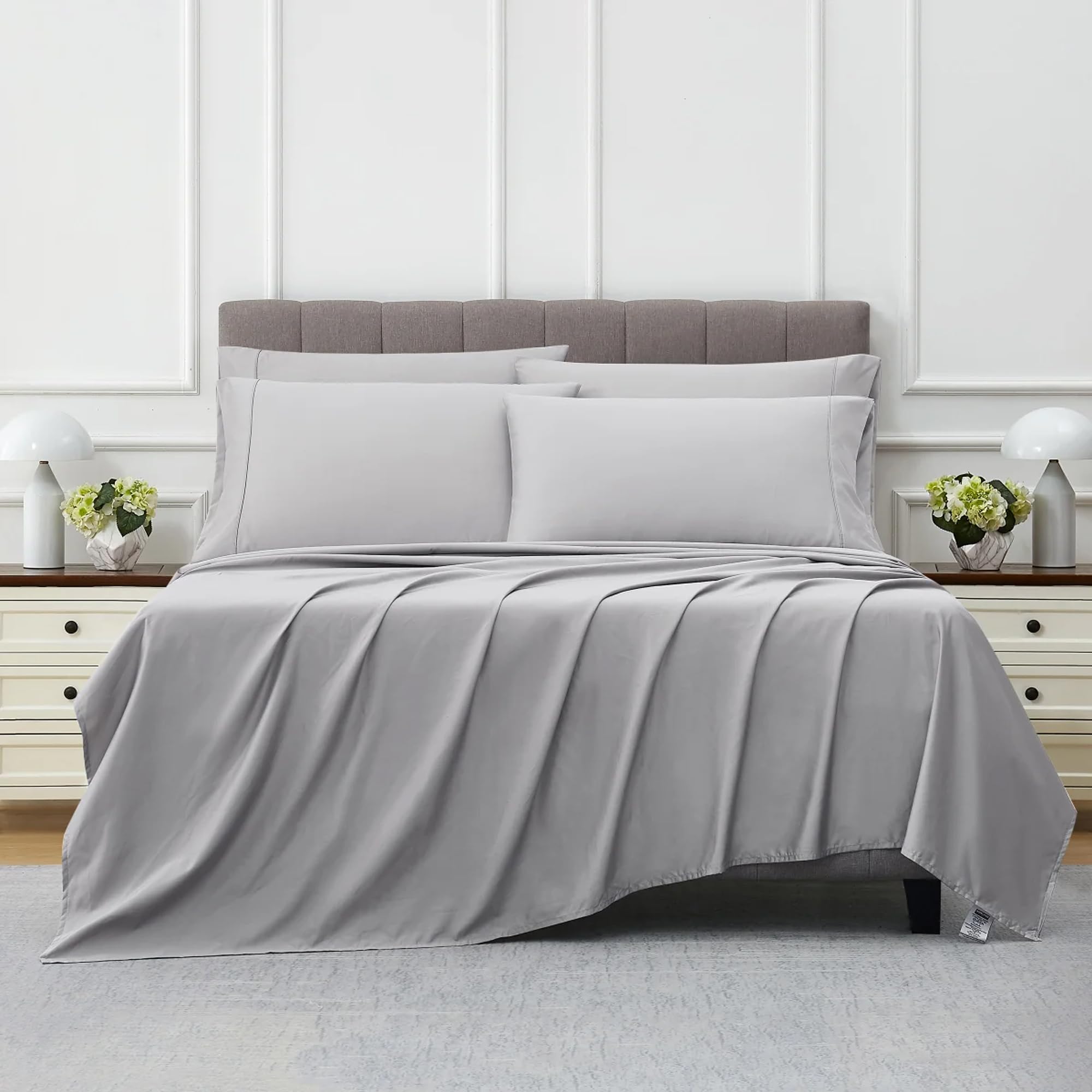 King Grey Gray 680 Thread Count Kirkland Sheet Set 6 Piece Deep Pockets