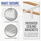 SafeRacks 4 ft x 8 ft Overhead Storage Rack Adjustable 24 in - 45in Height (White) With Accessory Pack With 5-Piece Hook Accessory Pack 2 pack