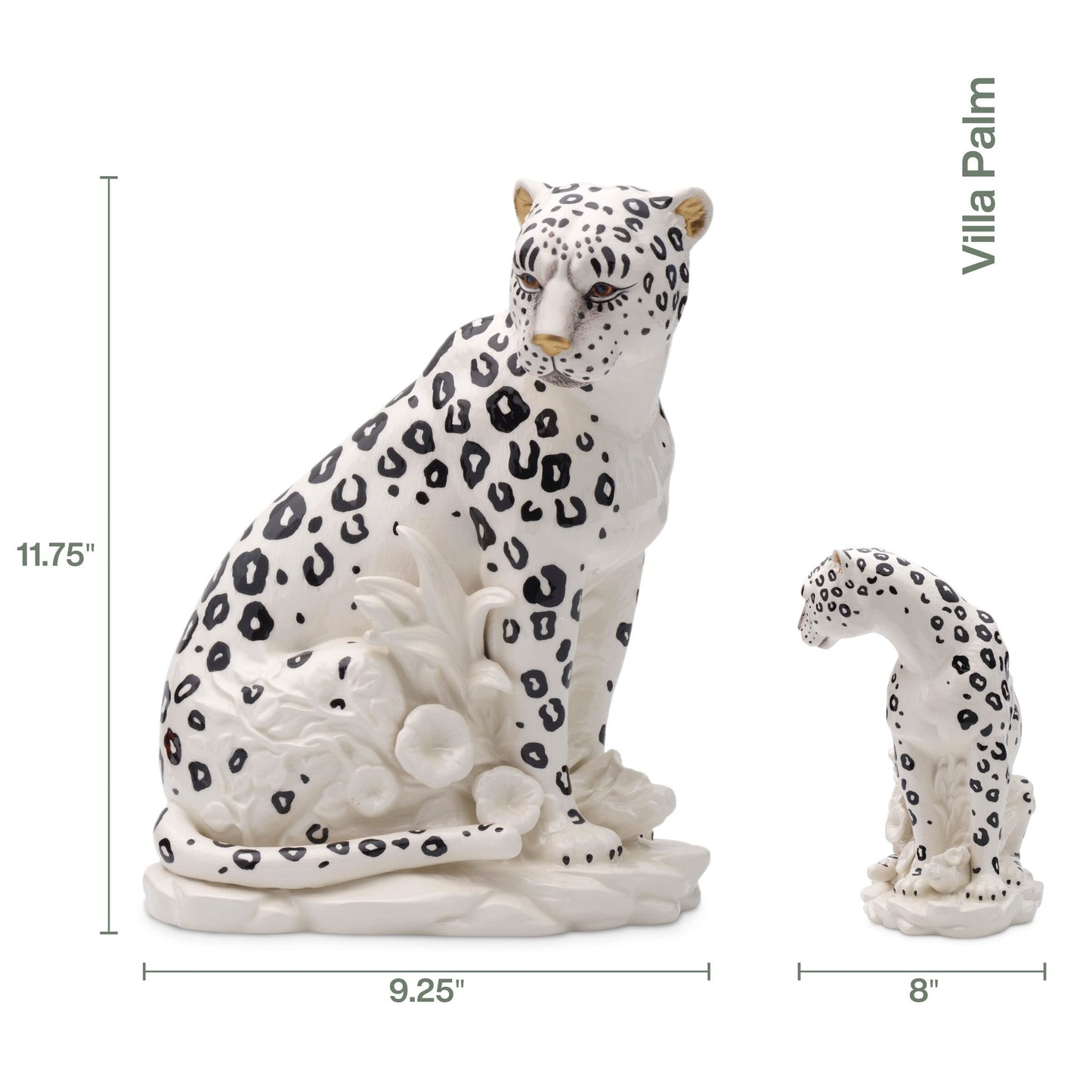 Fitz and Floyd Fitz & Floyd Villa Palm Leopard Ceramic Figurine, 11.75 inch, White