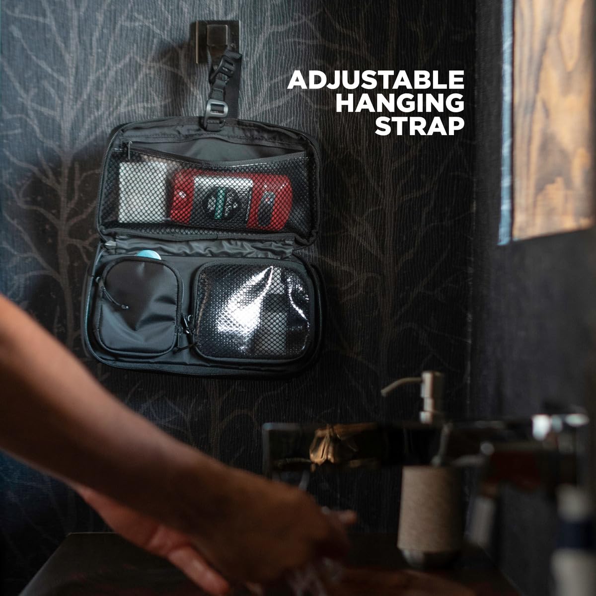 NOMATIC Toiletry Bag for Travel - Great for Travel Size Toiletries - Travel Essentials Wash Bag - Travel Makeup Bag, (Black), Large V2