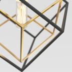 artika Imperium 25W 1-Light Modern Mid-Century Pendant Light Fixture, Black and Gold Finish - Geometric Kitchen Island Light, Made of Steel, Bulb Not Included