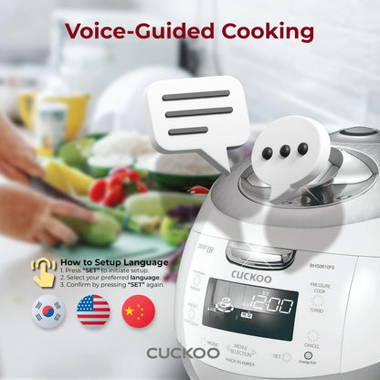 CUCKOO CRP-BHSS0609F | 6-Cup (Uncooked) Induction Heating Pressure Rice Cooker | 16 Menu Options, Stainless Steel Inner Pot, Made in Korea | White