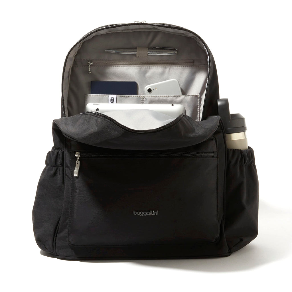 Baggallini On the Go Laptop Backpack - 16x12 Inch Travel Backpack with 16 Inch Laptop Sleeve - Lightweight Luggage Backpack