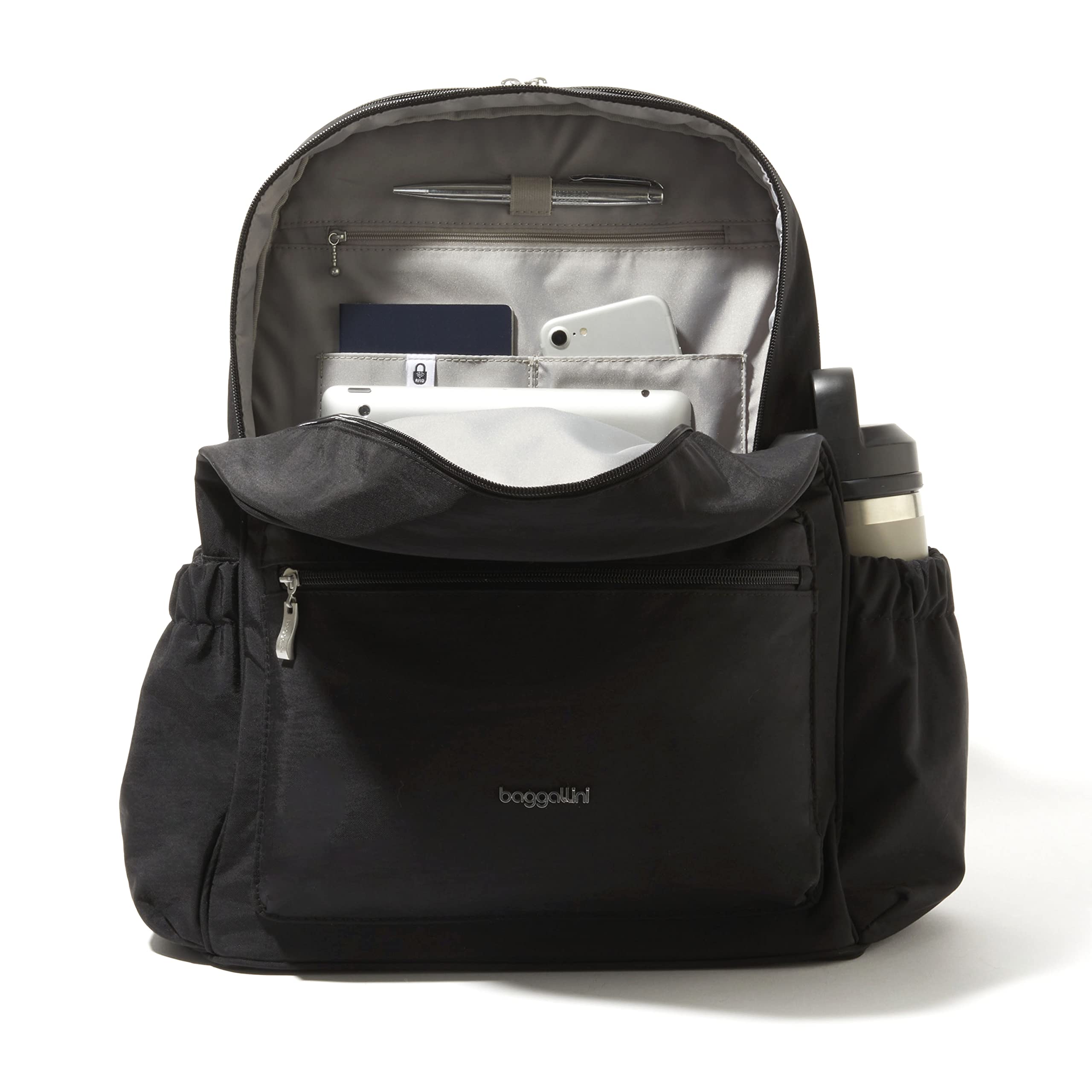 Baggallini On the Go Laptop Backpack - 16x12 Inch Travel Backpack with 16 Inch Laptop Sleeve - Lightweight Luggage Backpack