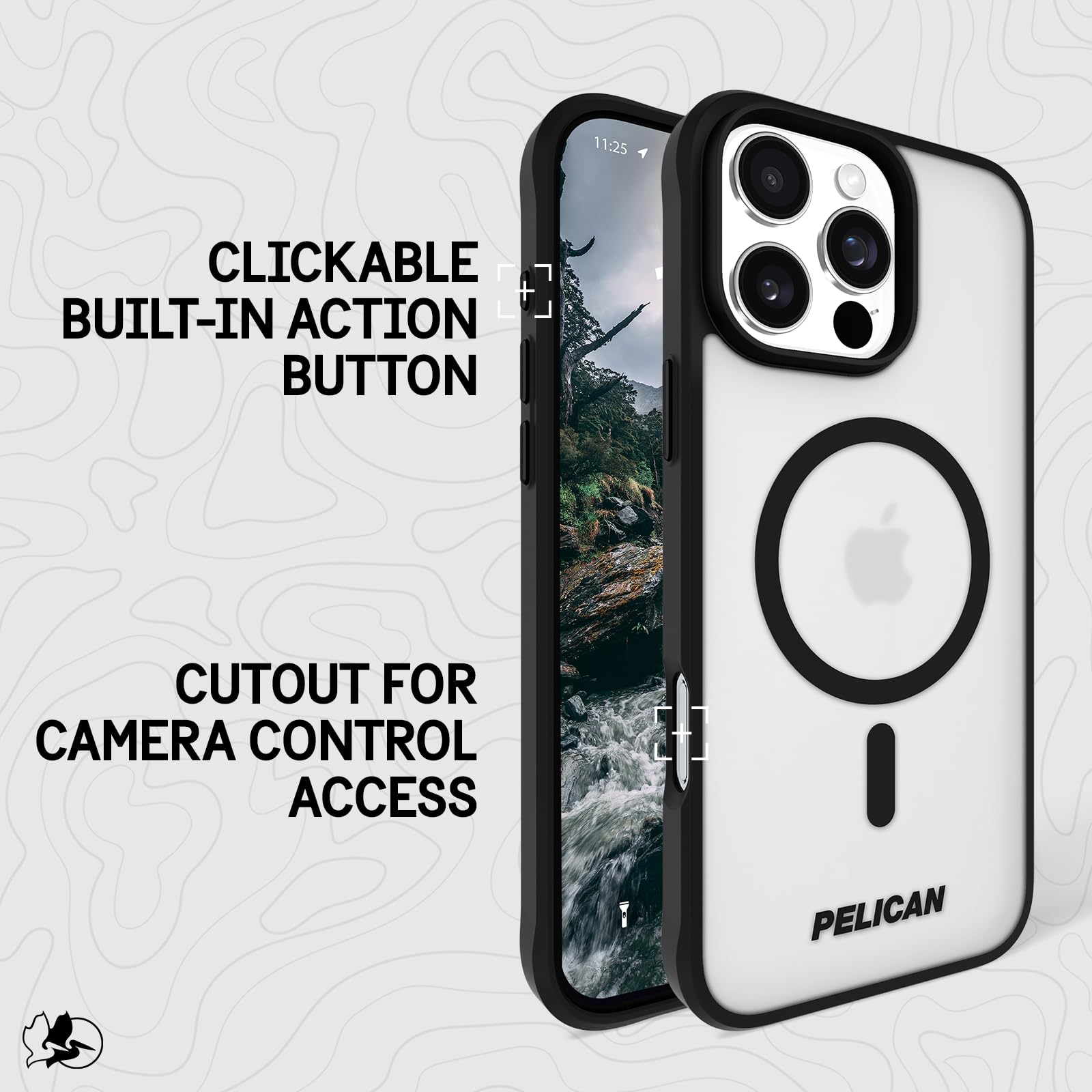 Pelican Ranger iPhone 16 Pro Max Case [Compatible with MagSafe] Rugged Magnetic Phone Case with 12ft Military-Grade Drop Protection - Heavy Duty Phone Cover for iPhone 16 Pro Max - Frosted Clear