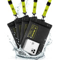 Pelican 4 Pack Marine - IP68 Waterproof Phone Pouch (XL Size) Floating Waterproof Phone Case - Beach Cruise Ship Travel Essentials - Works with All Phones - Detachable Lanyard - Black/Hi-Vis Yellow