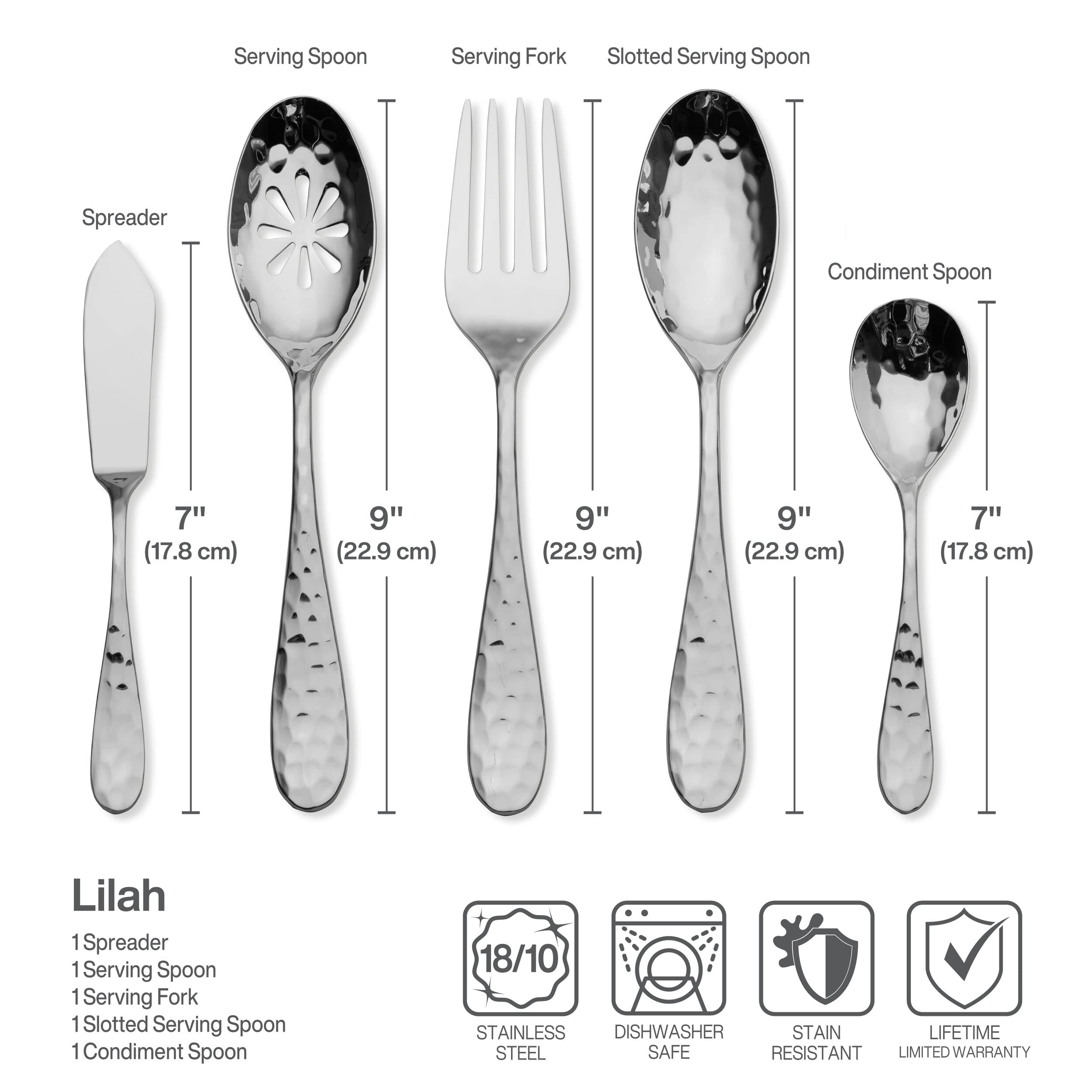 Mikasa, Lilah Flatware Service for 8, 45 Piece Set, 18/10 Stainless Steel, Silverware Set with Serving Utensils