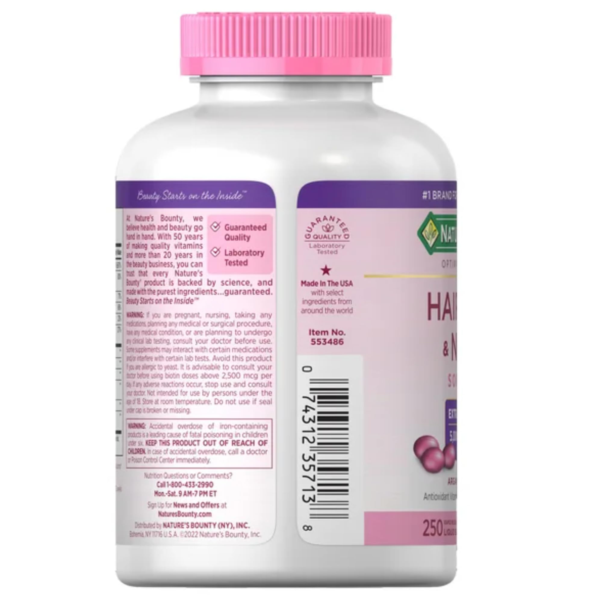 Nature's Bounty Hair Skin and Nails 5000 mcg of Biotin - 250 Coated Tablets Extra Strength