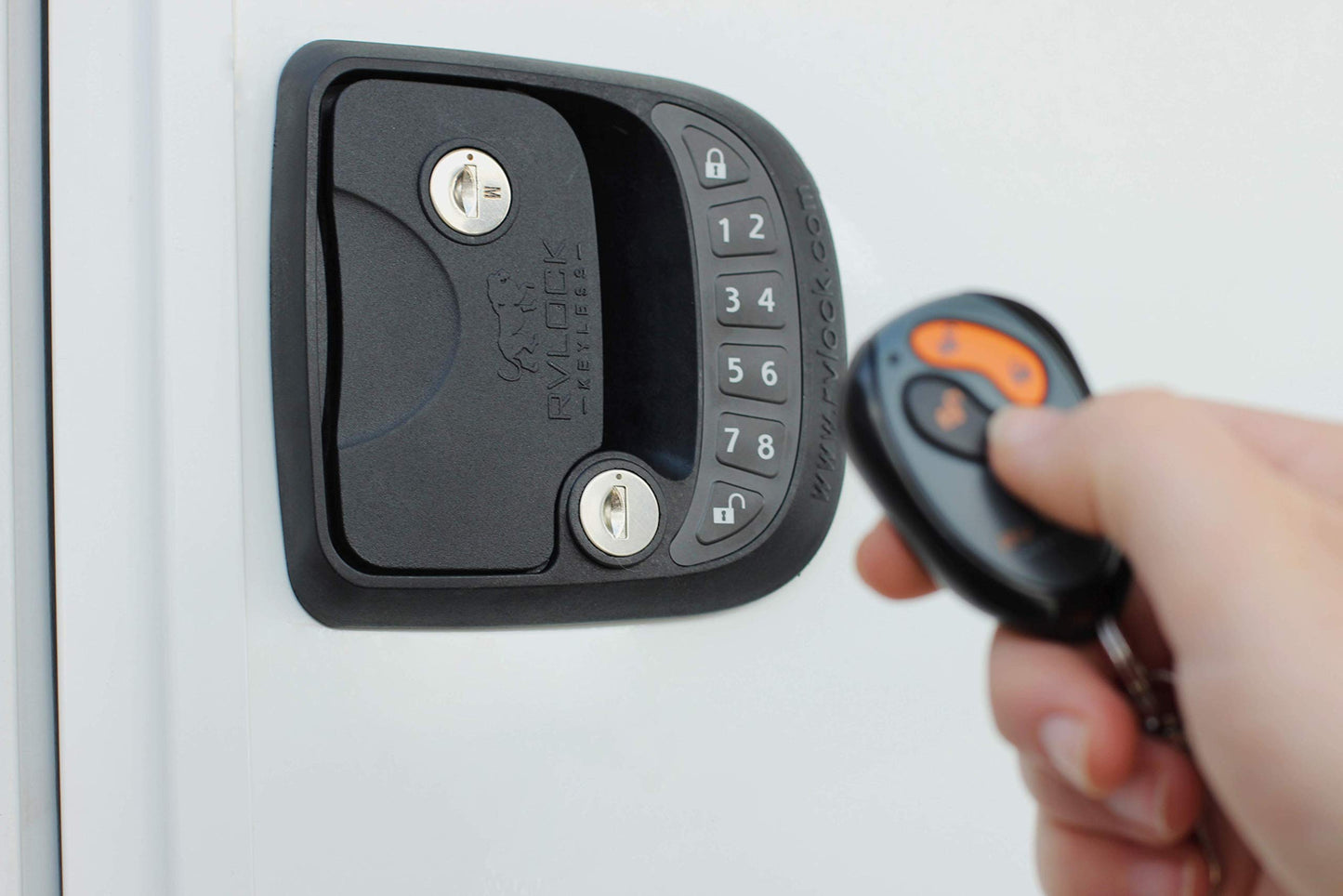 RVLock Compact and Key Fob Keyless Entry Keypad, RV/5th Wheel Lock Accessories