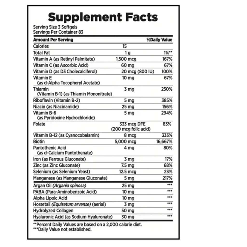 Nature's Bounty Hair Skin and Nails 5000 mcg of Biotin - 250 Coated Tablets Extra Strength