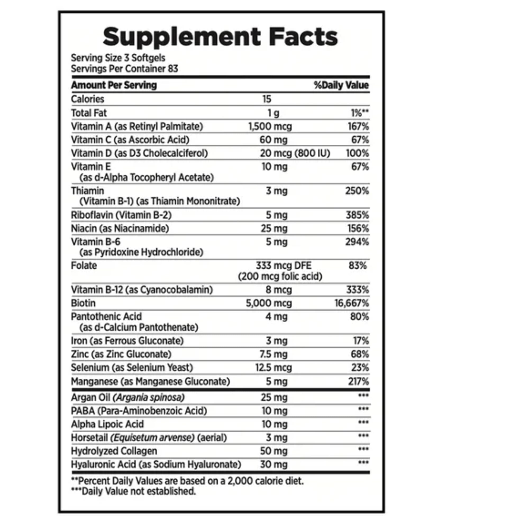 Nature's Bounty Hair Skin and Nails 5000 mcg of Biotin - 250 Coated Tablets Extra Strength