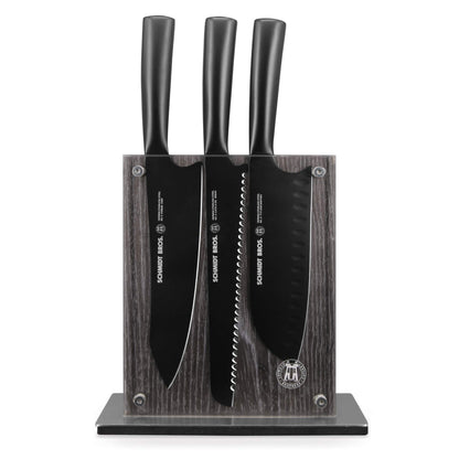 Schmidt Brothers - Jet Black Series 7-Piece Kitchen Knife Set, High-Carbon German Stainless Steel Cutlery, Pure Matte Black Titanium Finish With Clear Acrylic Magnetic Knife Block