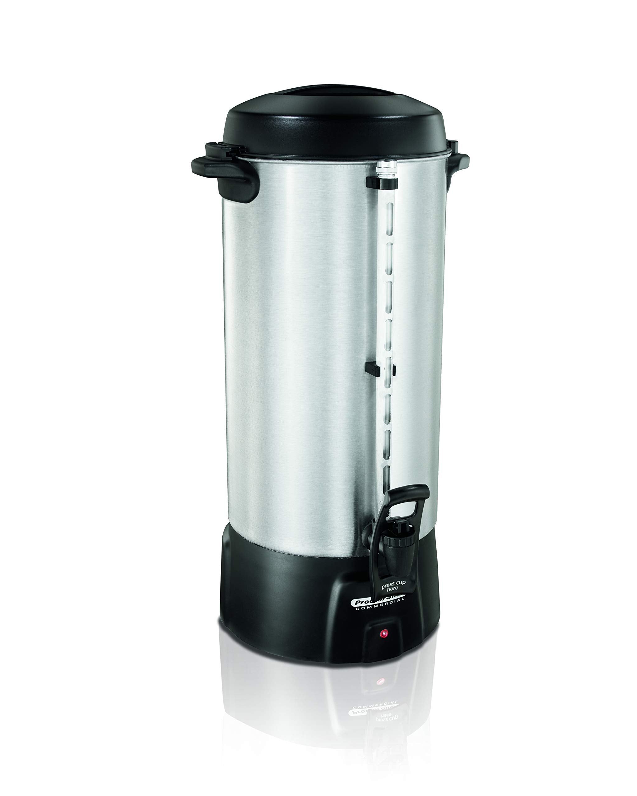 Proctor Silex Commercial 45100R Brushed Aluminum Coffee Urn, 100 Cup Capacity, Fast Brewing, One-Hand Dispensing, Dual Heaters, Commercially Rated, NSF Listed