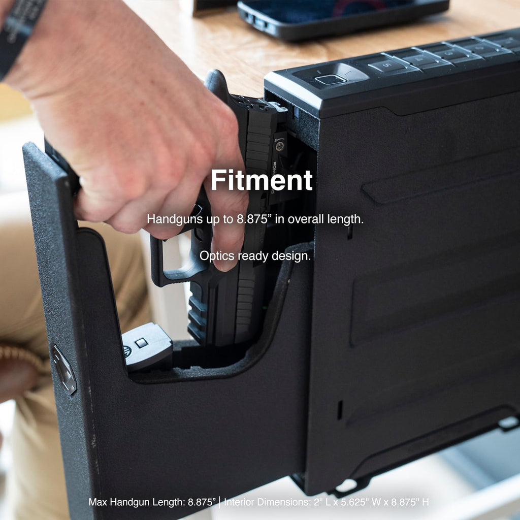 VAULTEK Slider Series Rugged Smart Handgun Safe Quick Auto-Open Sliding Door Pistol Safe with Biometric Scanner, Live Alerts, and Mounting Plate (Biometric + ViSN WiFi)