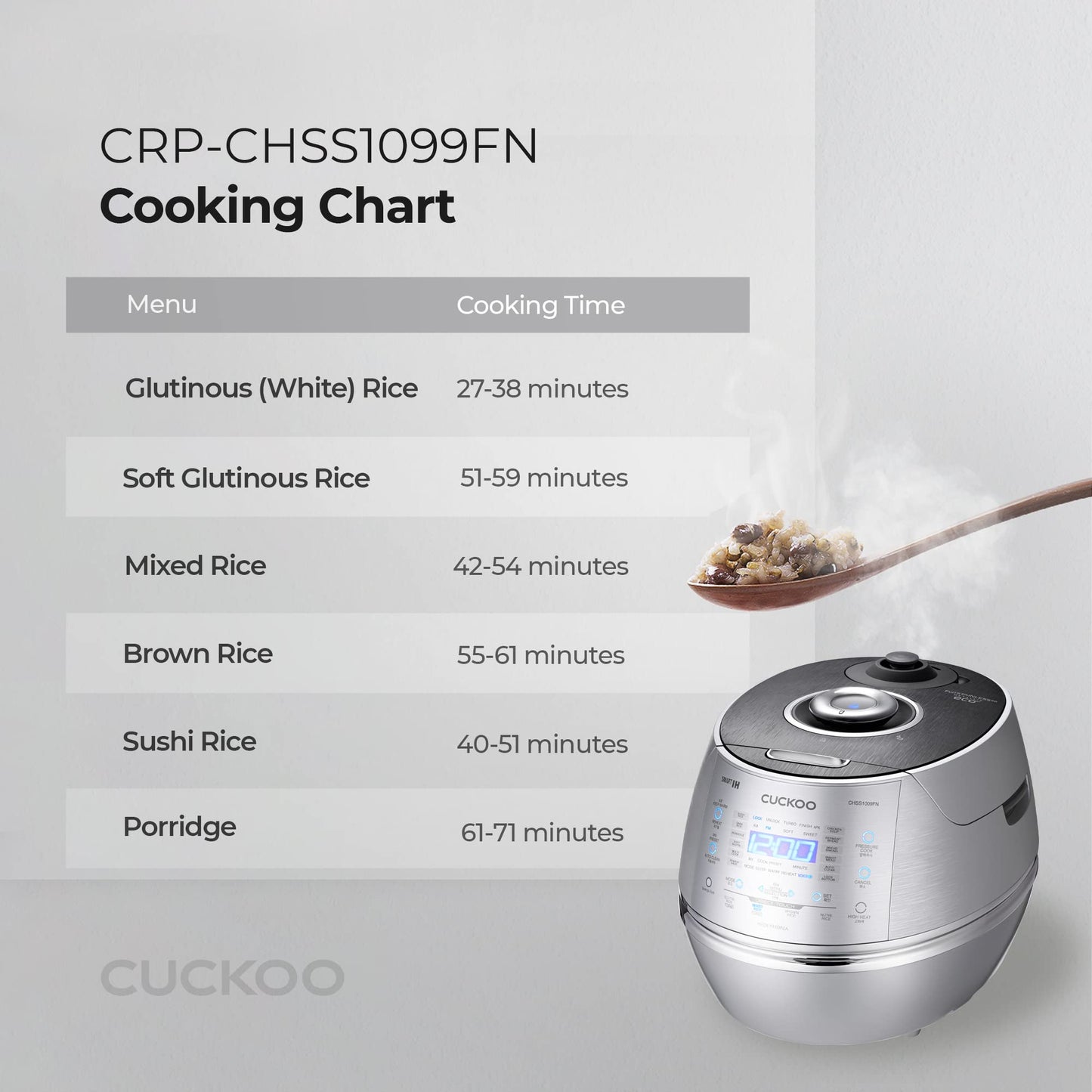 CUCKOO CRP-CHSS1009FN Induction Heating Pressure Rice Cooker, 10 cups, Metallic