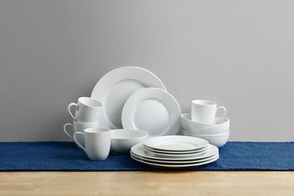 Everyday White by Fitz and Floyd Classic Rim 16 Piece Dinnerware Set, Service for 4