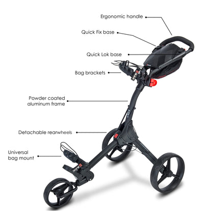 Big Max IQ+ 3-Wheel Golf Push Cart | Ultra-Lightweight | Quick-Folding | Pull Cart | Scorecard Holder | Adjustable Bag Bracket