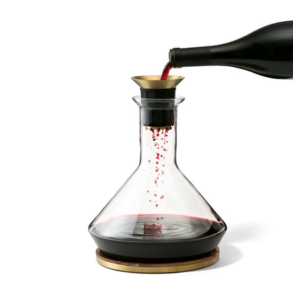 RBT Decanter with Wood Coaster and Micro-Perforated Aerator,Clear