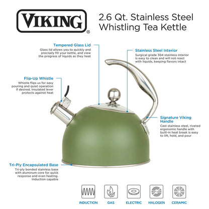 Viking Stainless Steel Whistling Tea Kettle