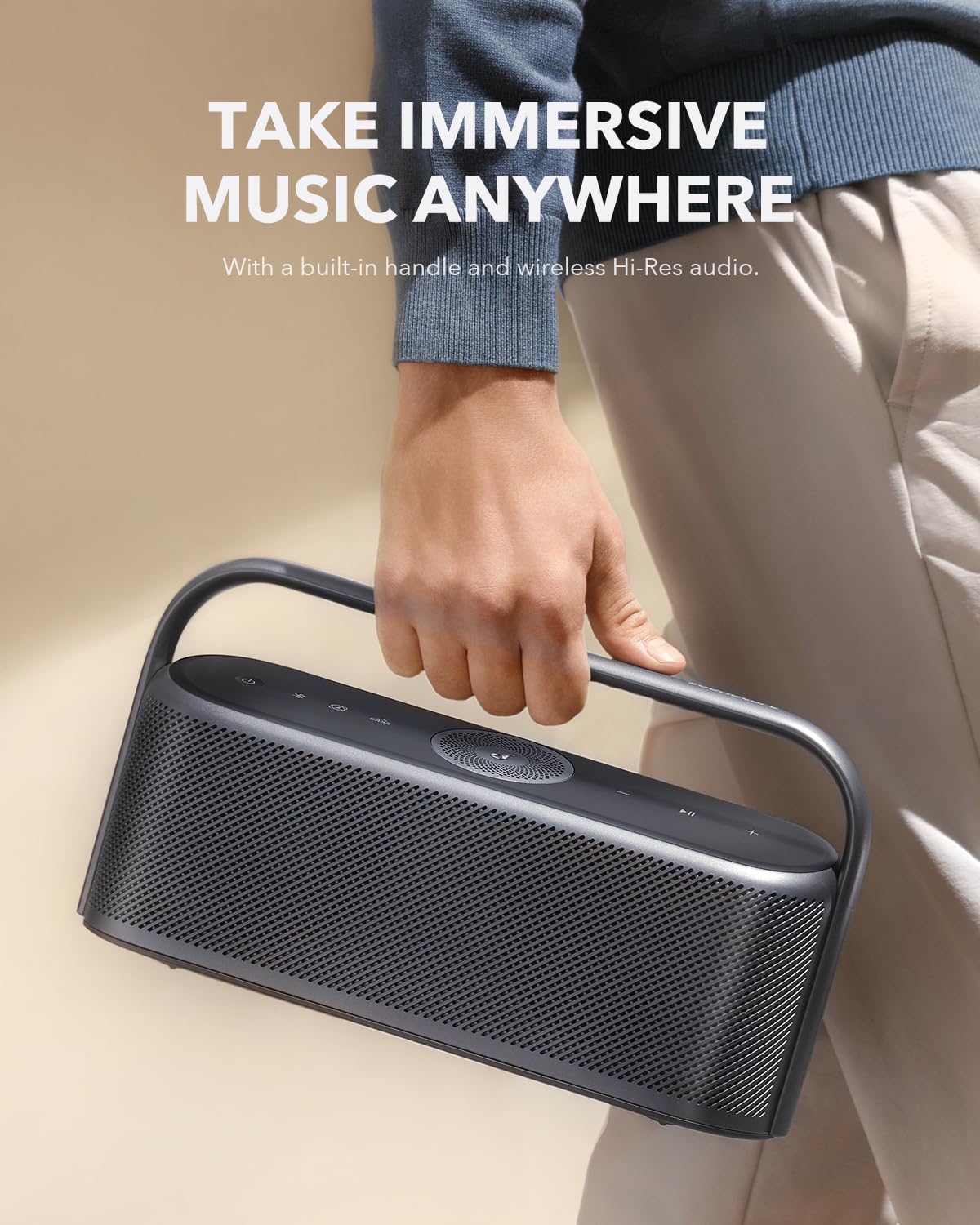 Soundcore Motion X600 Portable Bluetooth Speaker with Spatial Audio, 50W Sound, IPX7 Waterproof, Pro EQ, AUX-in, for Home, Office, Backyard and Bathroom Use (Blue)