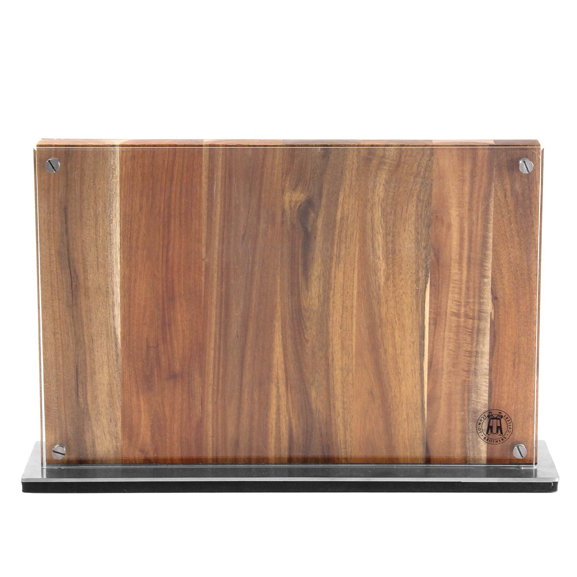 Schmidt Brothers - Acacia Downtown Magnetic Knife Block, Acacia Hardwood and Acrylic Shield, Universal Cutlery Storage For 16-18 Knives