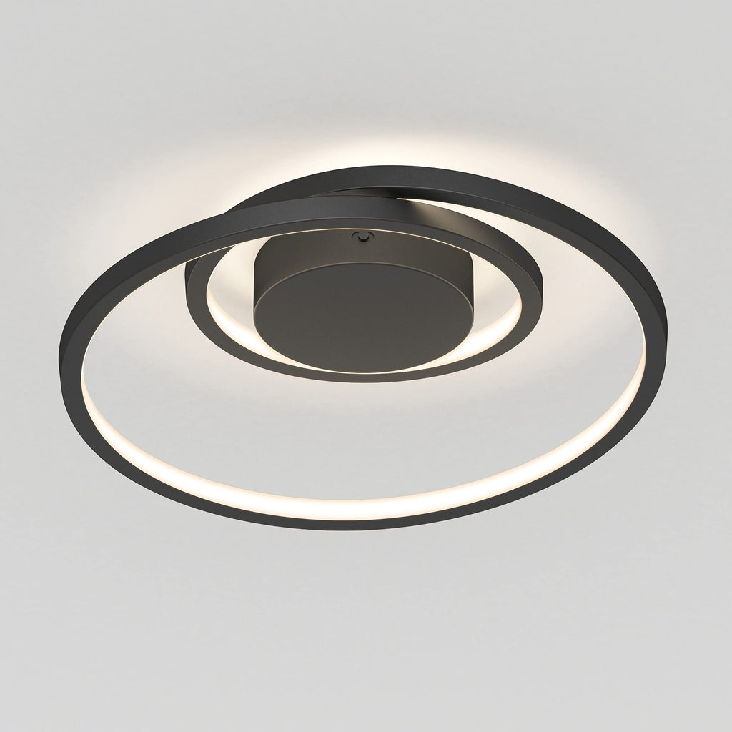 artika Salto 15W LED Modern Swirl Flush Mount Ceiling Light Fixture, Matte Black - Ideal for Bedroom, Hallway, Kitchen - 700 Lumens, 2700-3300-4500 Kelvin, No Bulb Required