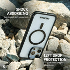 Pelican Ranger iPhone 16 Pro Max Case [Compatible with MagSafe] Rugged Magnetic Phone Case with 12ft Military-Grade Drop Protection - Heavy Duty Phone Cover for iPhone 16 Pro Max - Frosted Clear
