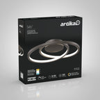 artika Salto 15W LED Modern Swirl Flush Mount Ceiling Light Fixture, Matte Black - Ideal for Bedroom, Hallway, Kitchen - 700 Lumens, 2700-3300-4500 Kelvin, No Bulb Required