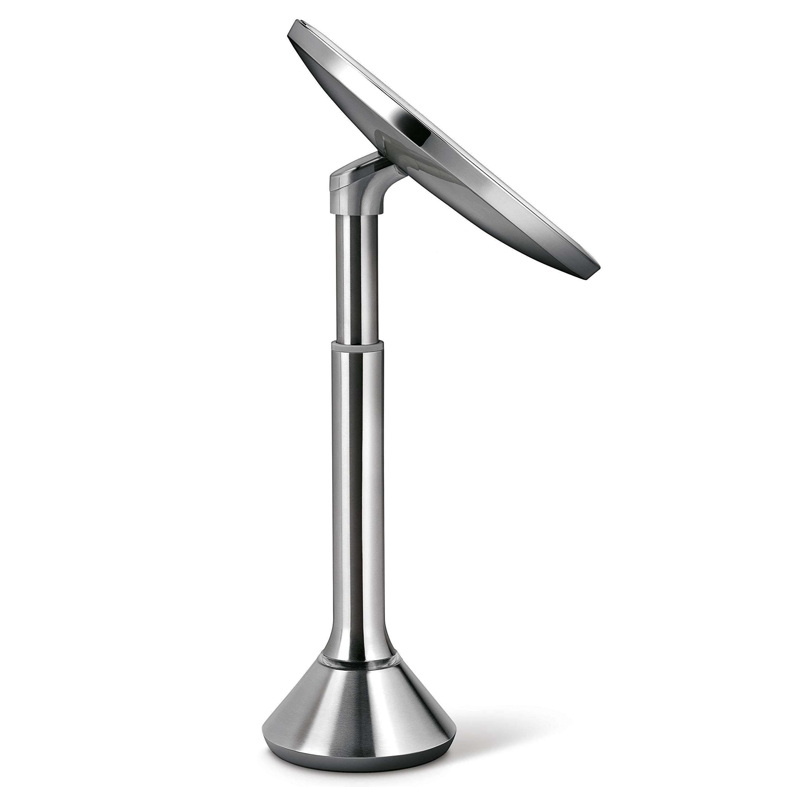 simplehuman Sensor Lighted Makeup Vanity Mirror 8" Round, 5X Magnification, Stainless Steel, Rechargeable and Cordless