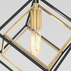 artika Imperium 25W 1-Light Modern Mid-Century Pendant Light Fixture, Black and Gold Finish - Geometric Kitchen Island Light, Made of Steel, Bulb Not Included