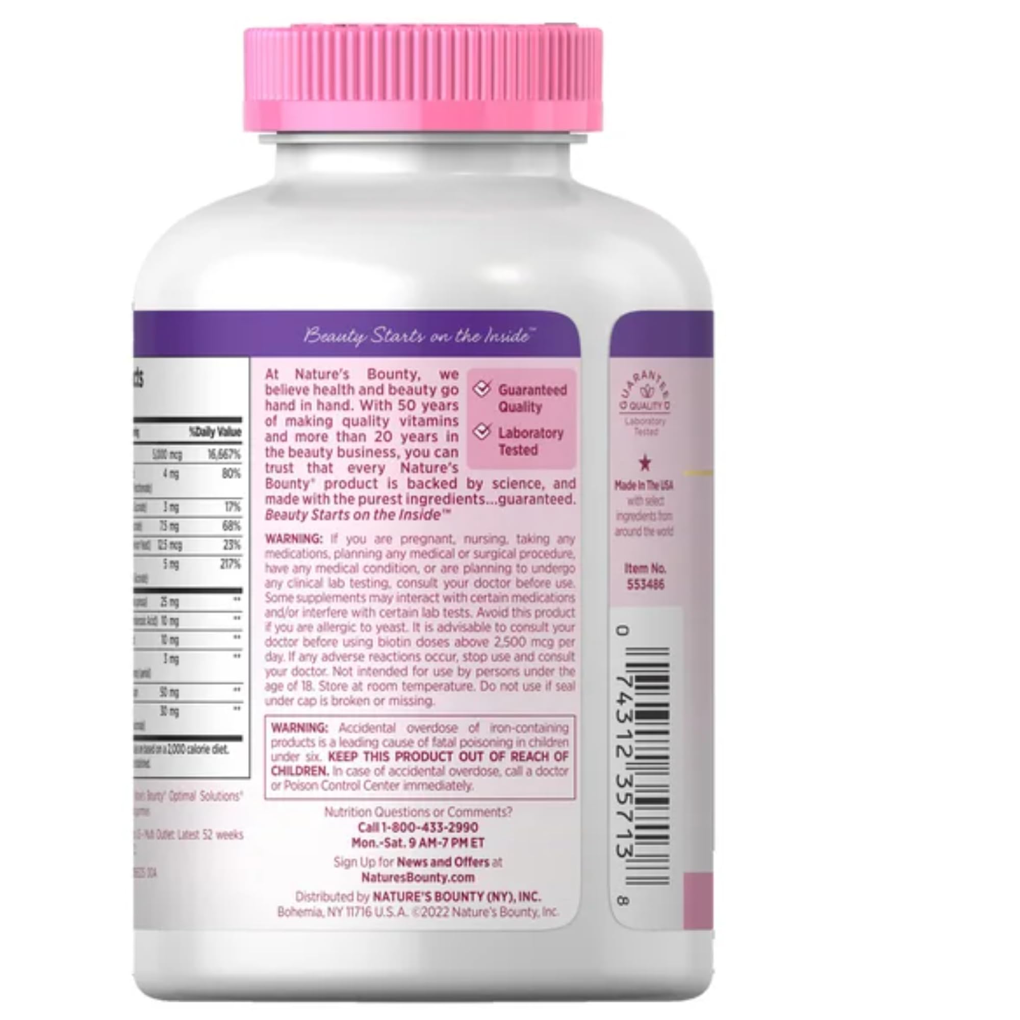 Nature's Bounty Hair Skin and Nails 5000 mcg of Biotin - 250 Coated Tablets Extra Strength