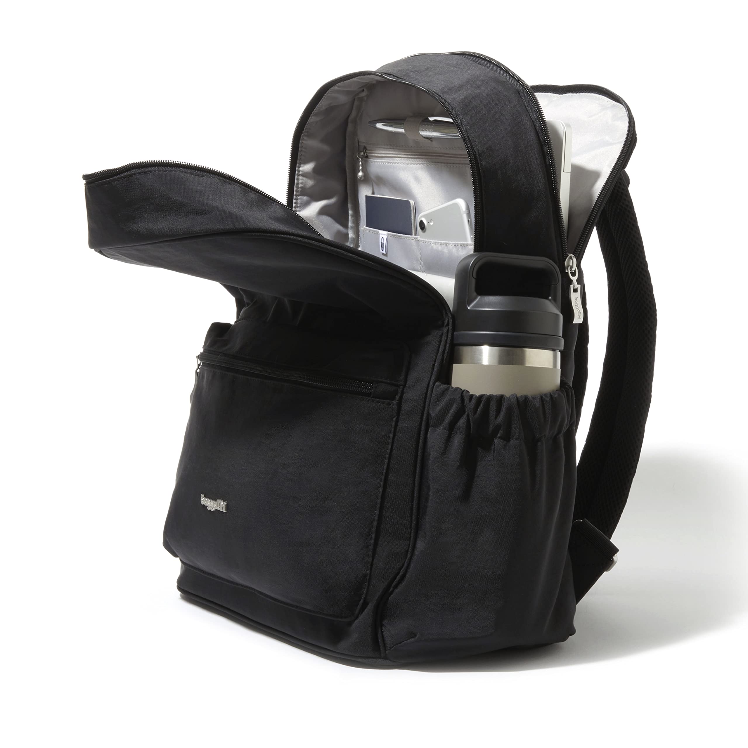 Baggallini On the Go Laptop Backpack - 16x12 Inch Travel Backpack with 16 Inch Laptop Sleeve - Lightweight Luggage Backpack