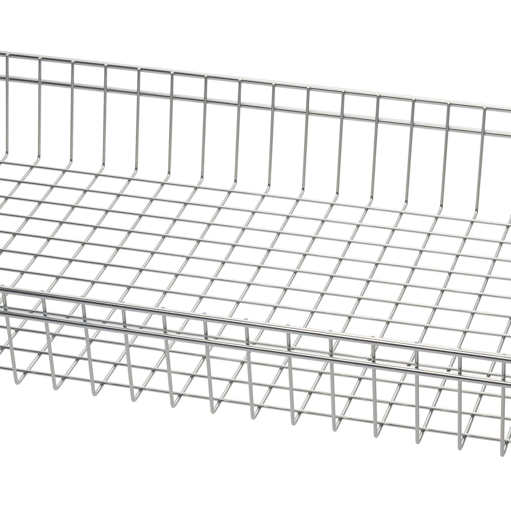 TRINITY EcoStorage Rolling Metal Wire Kitchen Cart with Removable Stainless Steel Top, Basket, Shelf, Sidebar & Hooks, for Storage and Food Prep, NSF Certified, 38.6” W x 20” D x 36” H, Chrome Finish