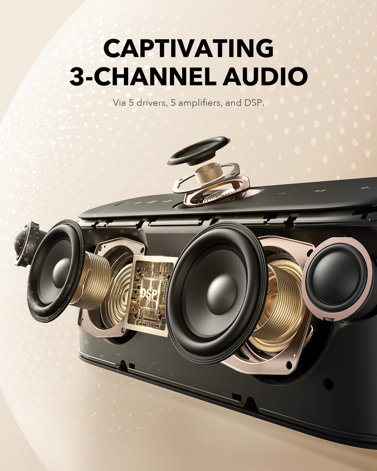 Soundcore Motion X600 Portable Bluetooth Speaker with Spatial Audio, 50W Sound, IPX7 Waterproof, Pro EQ, AUX-in, for Home, Office, Backyard and Bathroom Use (Blue)