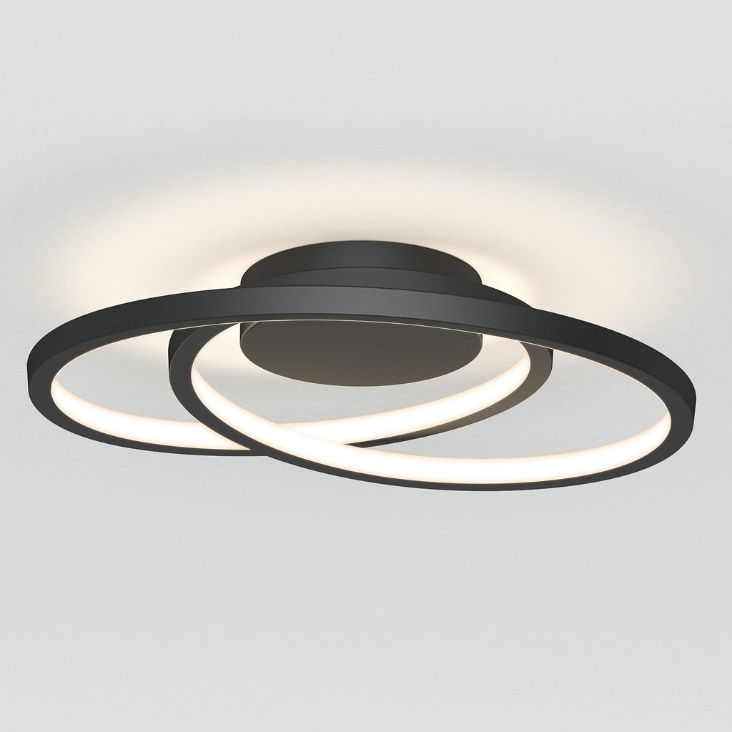 artika Salto 15W LED Modern Swirl Flush Mount Ceiling Light Fixture, Matte Black - Ideal for Bedroom, Hallway, Kitchen - 700 Lumens, 2700-3300-4500 Kelvin, No Bulb Required