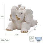 Fitz and Floyd Villa Palm Elephant Ceramic Cookie Jar Figurine, 13 Inch, White