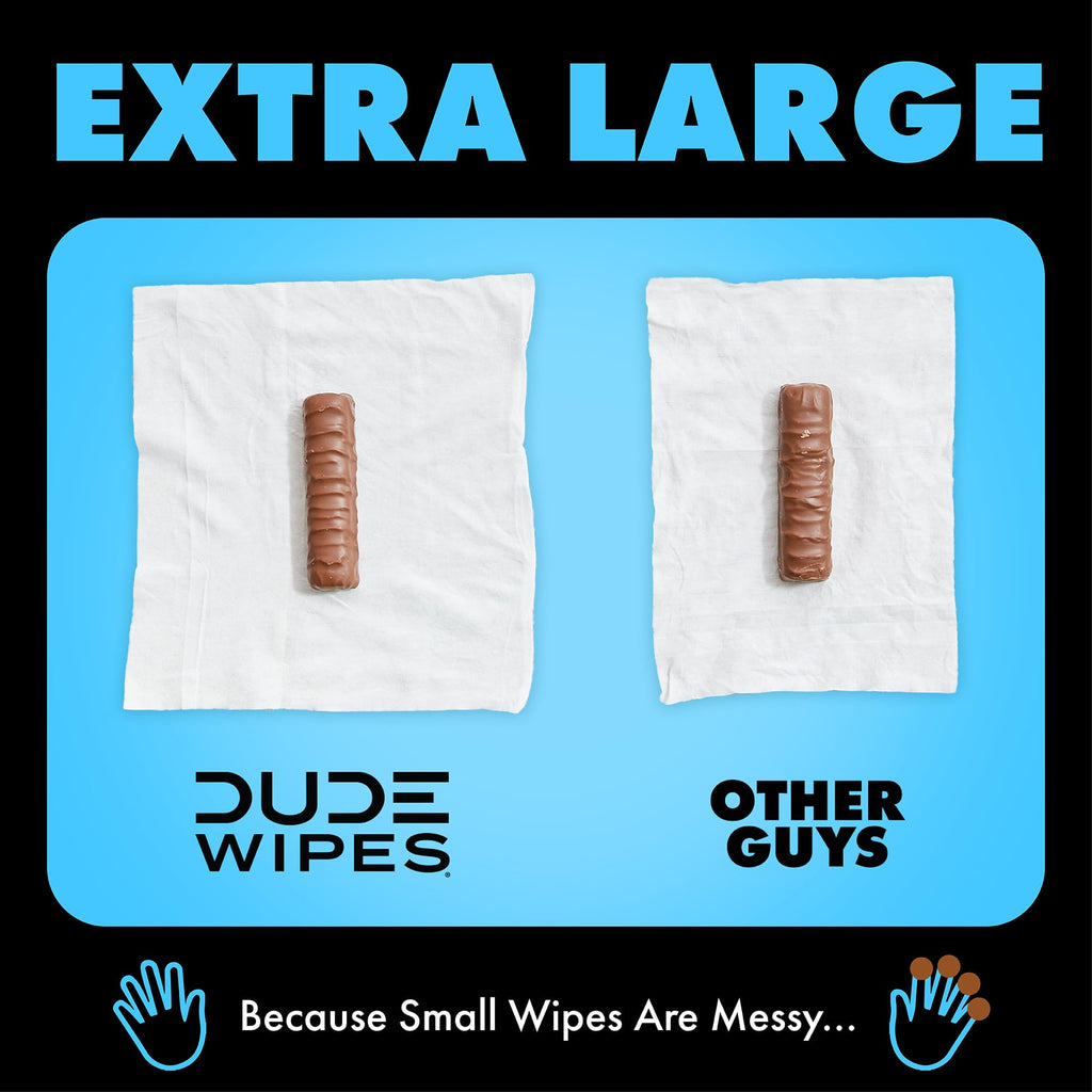 DUDE Wipes - Flushable Wipes - 8-Pack, 384 Count - Unscented + Mint Chill Travel Pack 1-Pack, 18-Count - Extra-Large - Vitamin-E & Aloe - Septic and Sewer Safe