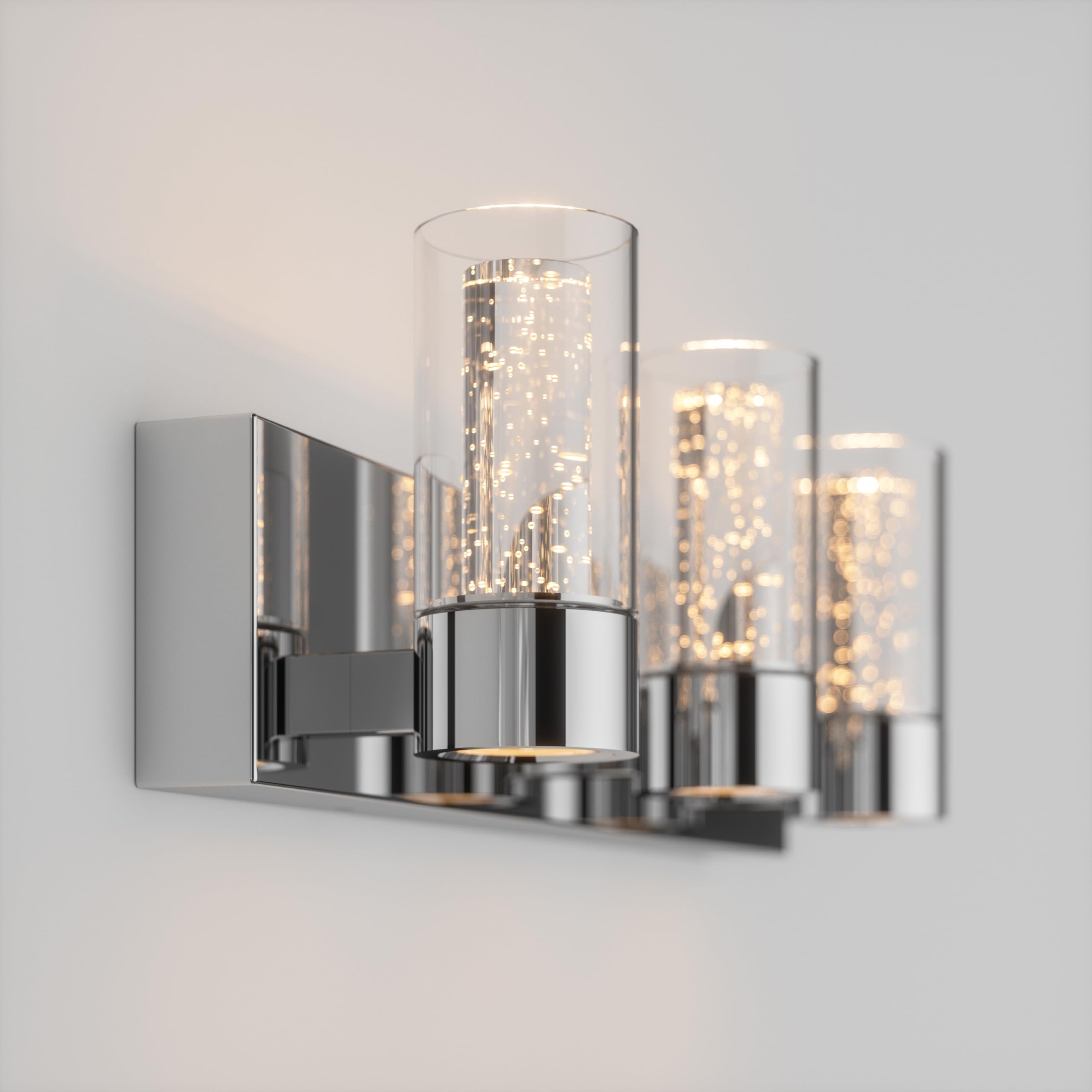 artika Essence 23W LED Modern Vanity Light Fixture, Chrome Finish with Bubble Glass and Glass Diffusers - Ideal for Bathroom Lighting - 1800 Lumens, 3000 Kelvin, No Bulb Required