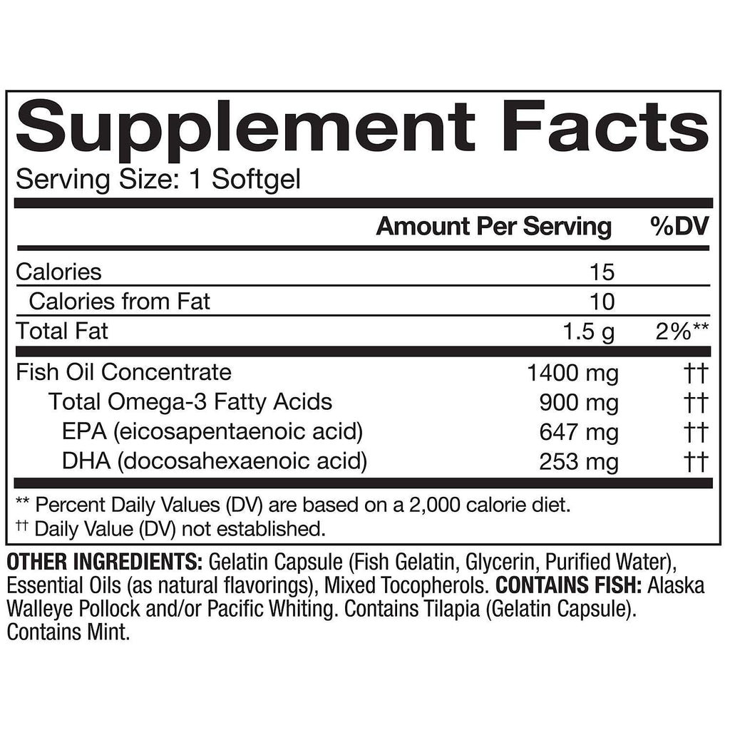 Member's Mark - Omega 3, Fish Oil 1400 mg (900 mg EPA/DHA), Enteric Coated, 150 Softgels