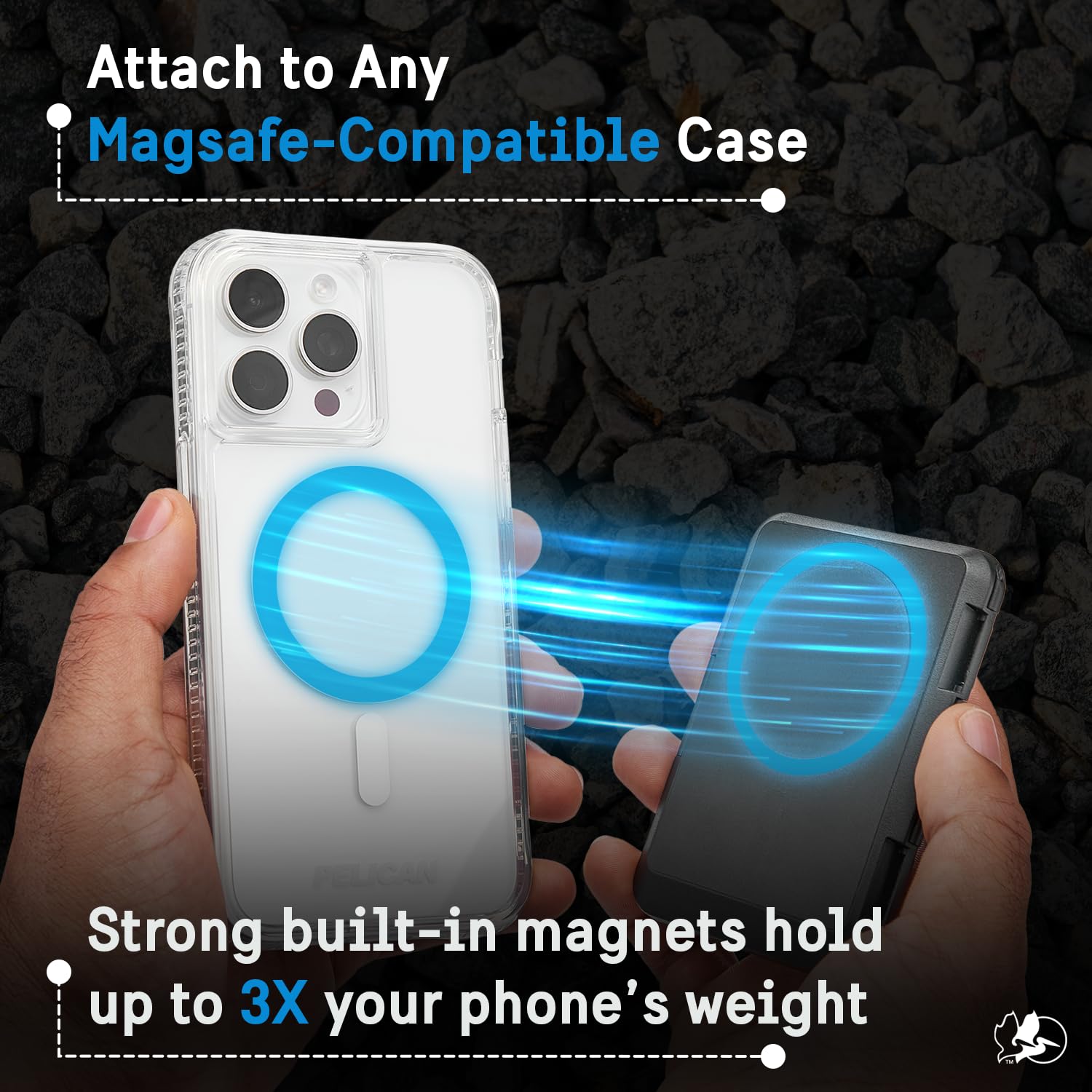 Pelican MagSafe Wallet for iPhone - Heavy Duty MIL-STD Snap-On Phone Magnetic Wallet and Phone Card Holder - Detachable and Slim Hard Case for iPhone 17 Pro Max /16 Pro Max/15/14/13/12 Series - Black