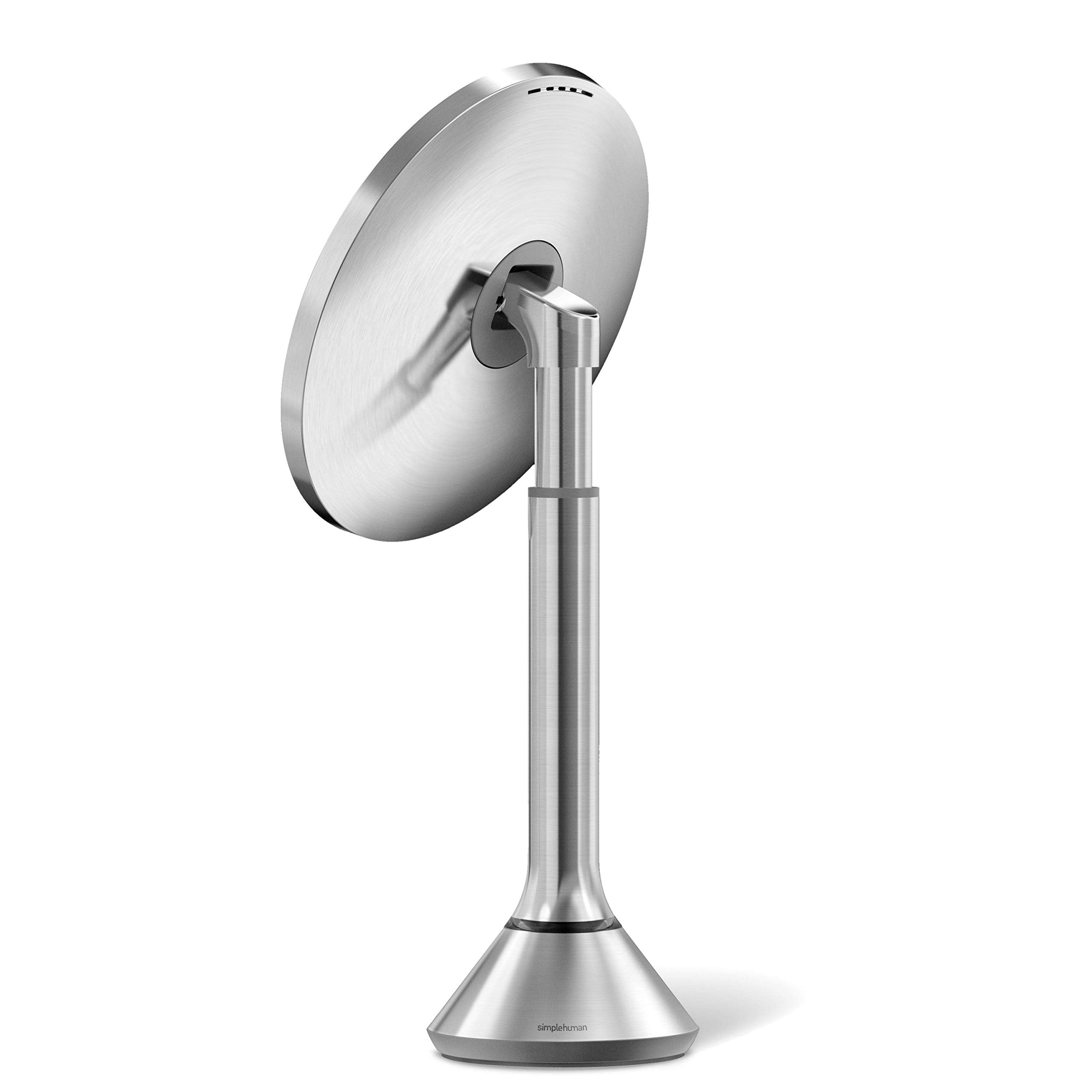 simplehuman Sensor Lighted Makeup Vanity Mirror 8" Round, 5X Magnification, Stainless Steel, Rechargeable and Cordless