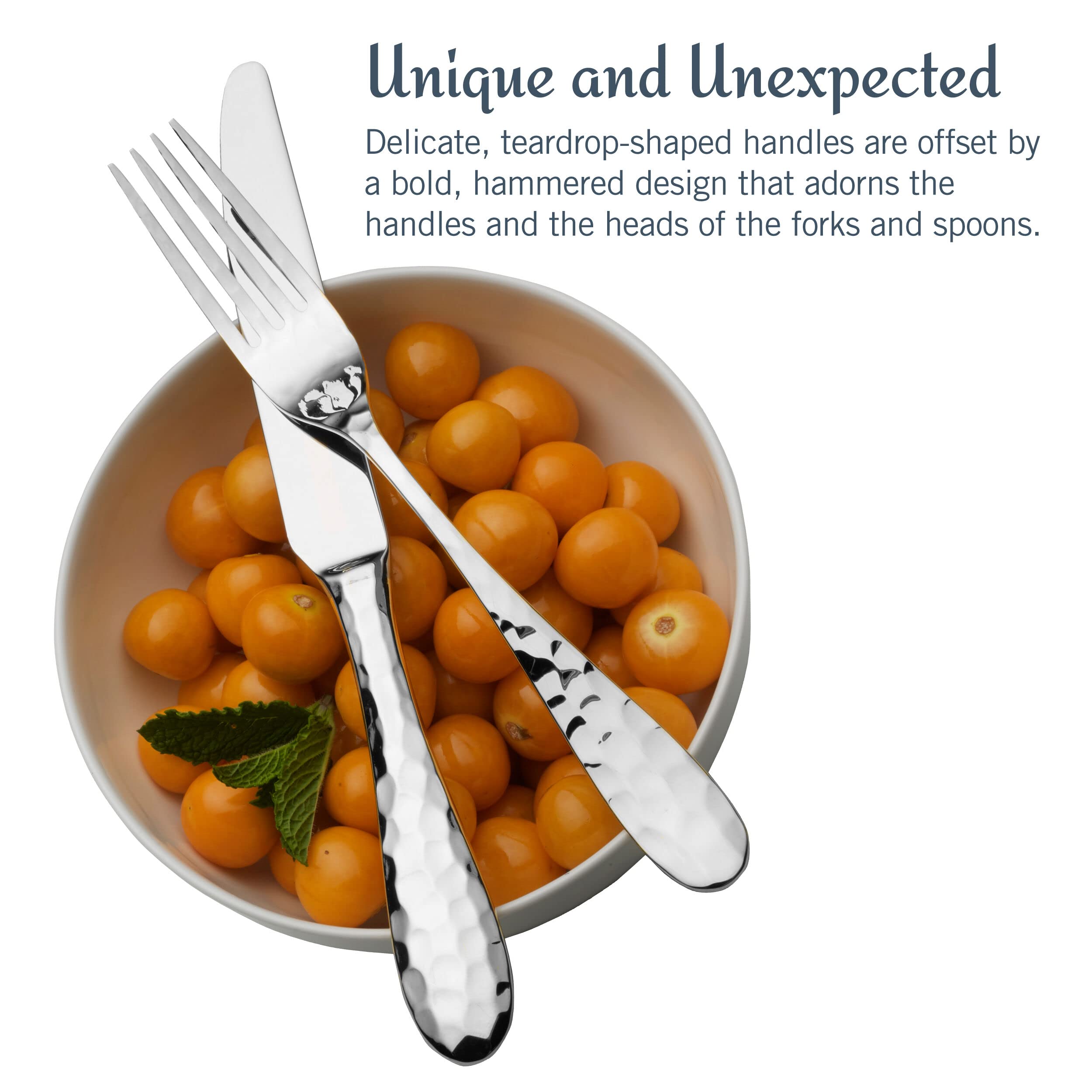 Mikasa, Lilah Flatware Service for 8, 45 Piece Set, 18/10 Stainless Steel, Silverware Set with Serving Utensils