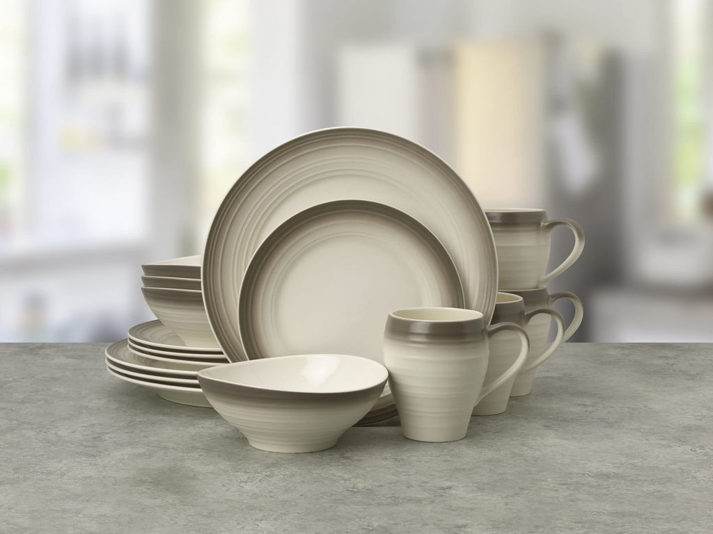 Mikasa Swirl 16-Piece Dinnerware Set, Service For 4, Ombre Mocha
