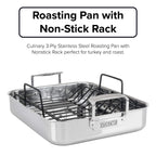 Viking 3-Ply Stainless Steel Roasting Pan with Non Stick Rack, 16 x 13 Inch Kitchen Cookware, Great for Turkey, Dishwasher and Oven Safe, Induction Ready, Silver