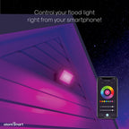 Atomi Smart WiFi LED Floodlight—2300 Lumens, Dimmable, Premium Aluminum Construction, IP65 All-Weather, Tunable White, Color Changing, Works with Voice Control
